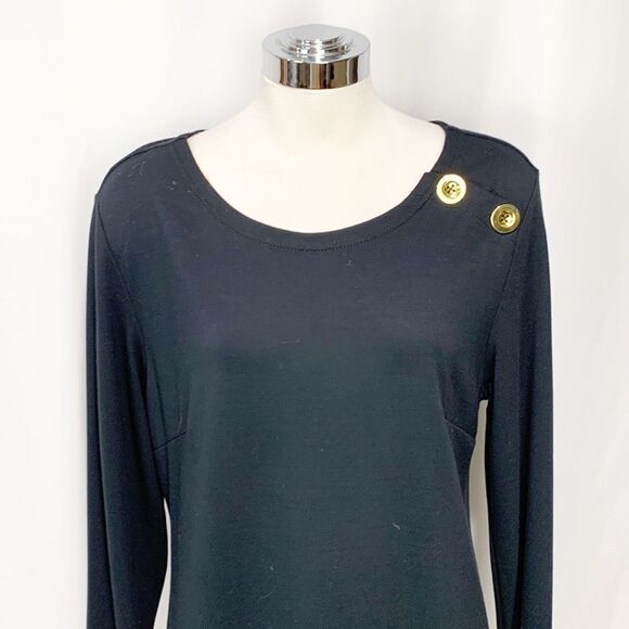 Sail To Sable STS Black Shift Dress w Gold Button Details Medium - Picture 5 of 11